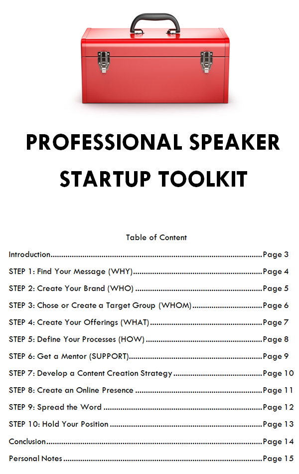 Professional Speaker Startup Toolkit – Yamentou